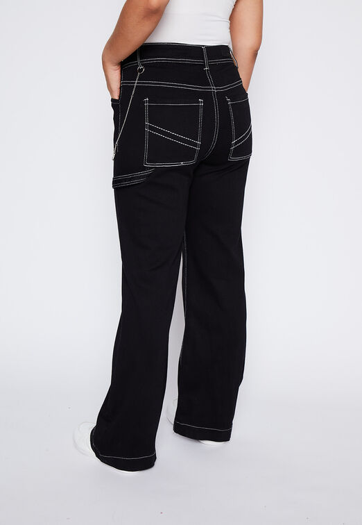 Jeans Mujer Negro Wide Leg Hilo Family Shop