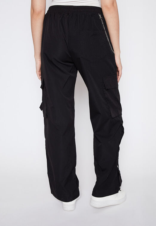 Pantalon Buzo Mujer Negro Wideleg Family Shop