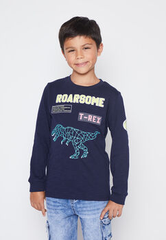 Polera Nino Azul Dino Textura Family Shop