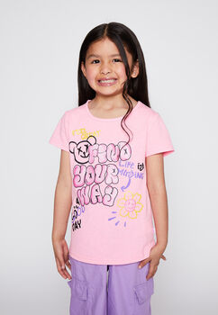 Polera Nina Rosado Grafitti Family Shop