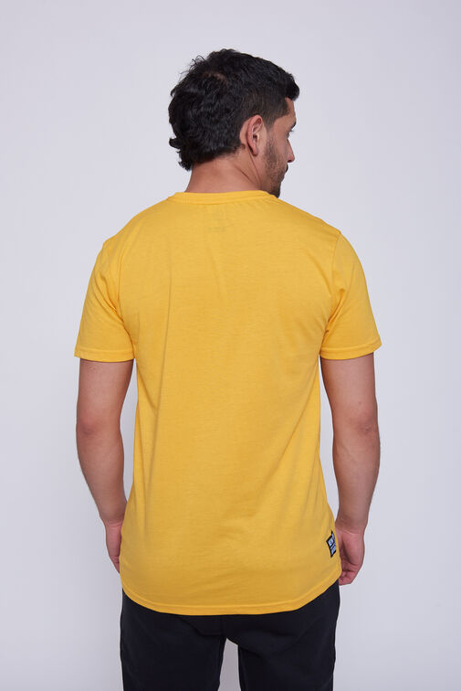 POLERA HOMBRE FLUOR MANGA CORTA GOMA MOSTAZA