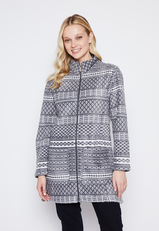 Abrigo Mujer Gris Etnico Polar Family Shop