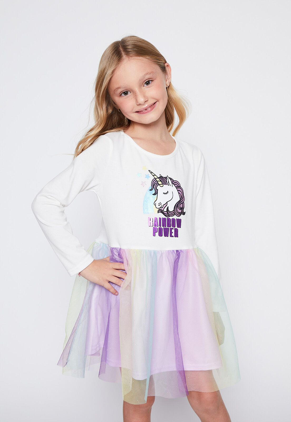 Vestido Nina Gris Full Arcoiris Family Shop