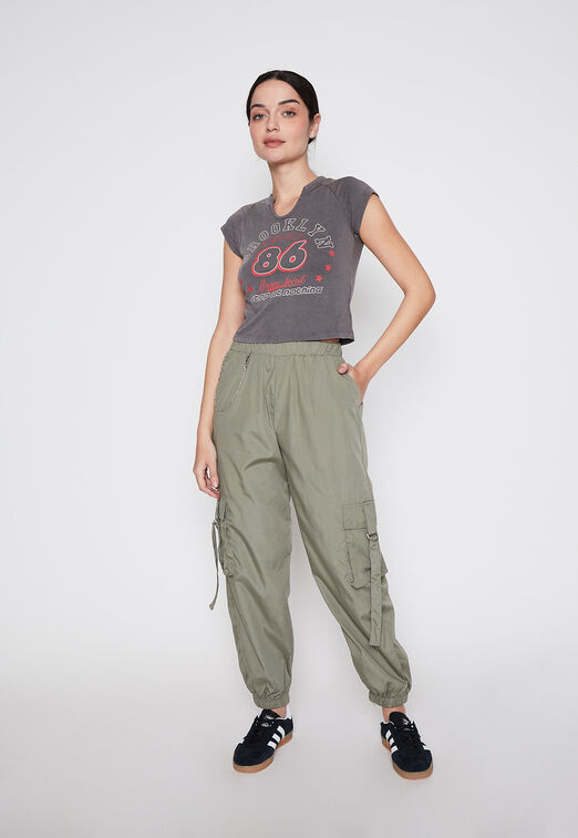 Pantalon Buzo Mujer Verde Cargo Pu o Family Shop