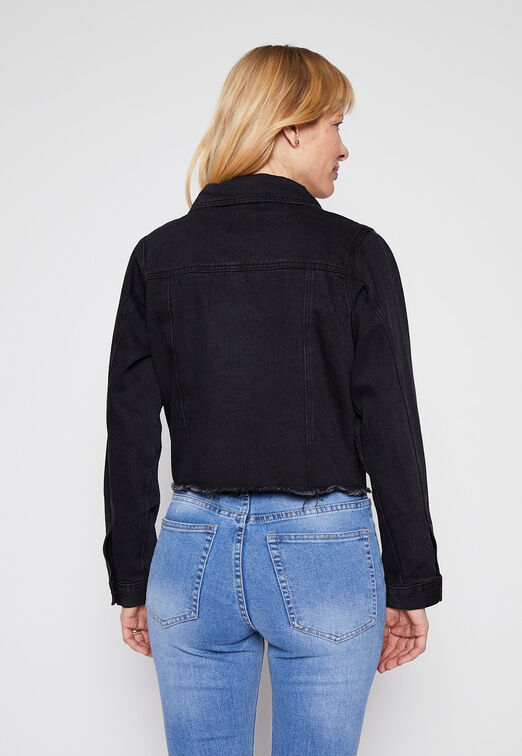 Chaqueta Manga Larga Denim Crop Negro Family Shop