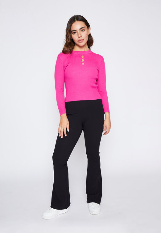 Sweater Mujer Fucsia Cuello Alto Abertura Family Shop