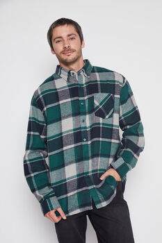 Camisa Hombre Verde Franela Cuadro  Family Shop