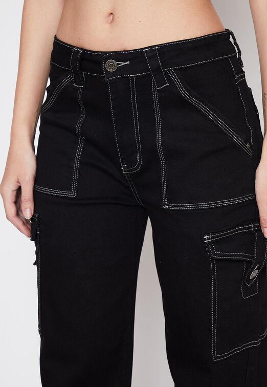 Jeans Mujer Negro Cargo Family Shop