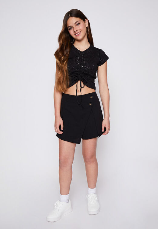 Falda Short Botones Negro Family Shop
