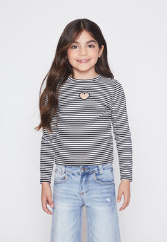 Polera Nina Negro Listada Cut Out Family Shop