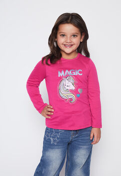 Polera Nina Fucsia Tachas Girl Family Shop