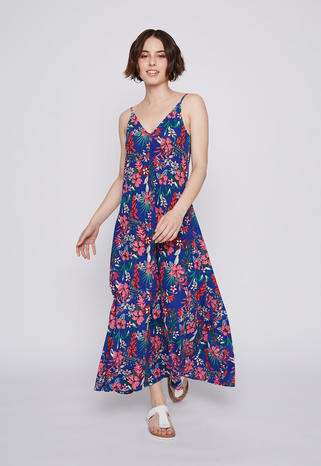 Vestido Pabilo Largo Flores Multicolor Family Shop