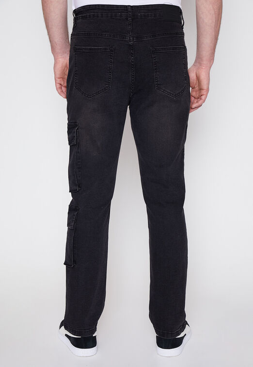 Jeans Hombre Negro Doble Cargo Family Shop