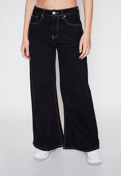 Pantalon Mujer Negro Wideleg Family Shop