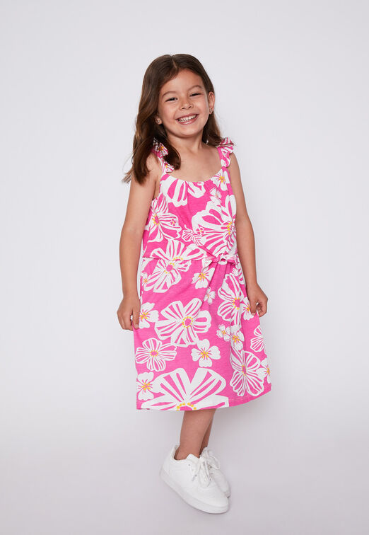 Vestido Sin Manga Sustentable Tropical Fucsia Family Shop