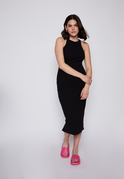 Vestido Sin Mangas Ajustado Negro Family Shop