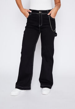 Jeans Mujer Negro Wide Leg Hilo Family Shop