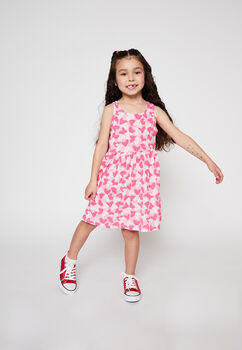 Vestido Sin Manga Punto Full Print Fucsia Family Shop
