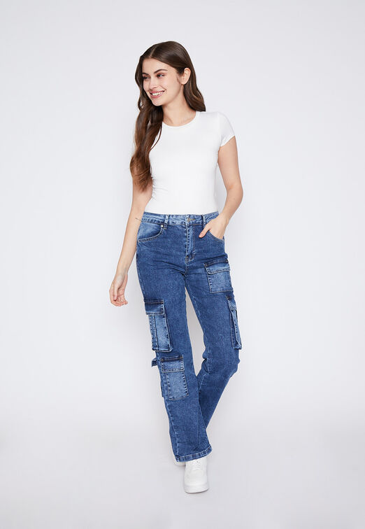 Jeans Mujer Azul Cargo Family Shop