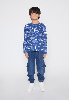 Jeans Nino Azul Cargo Parche Family Shop