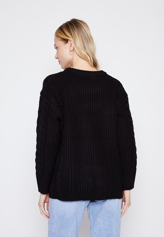 Sweater Mujer Negro Trenzado Family Shop