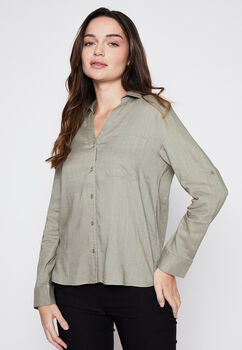 Blusa Mujer Verde Lino Family Shop