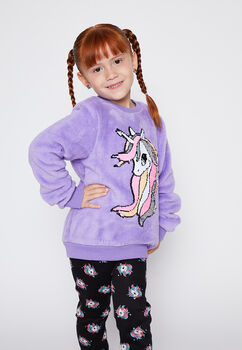 Poleron Peludo Lentejuelas Lila Family Shop