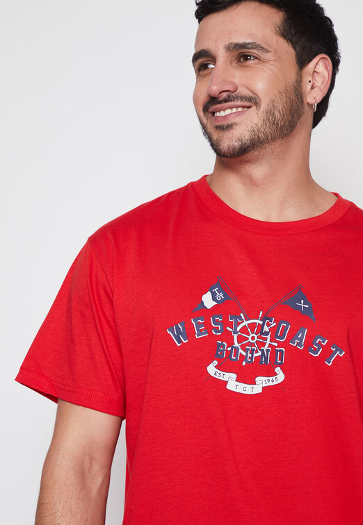 Polera Hombre Rojo Basic Color Family Shop