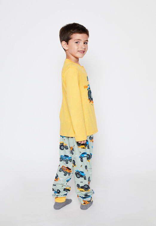 Pijama  Algodon Estampado Amarillo Family Shop
