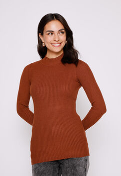 Sweater Mujer Caramelo Canuton Cuello Alto Family Shop