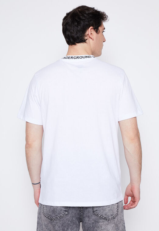 Polera Hombre Blanco Cuello Elasticado Family Shop