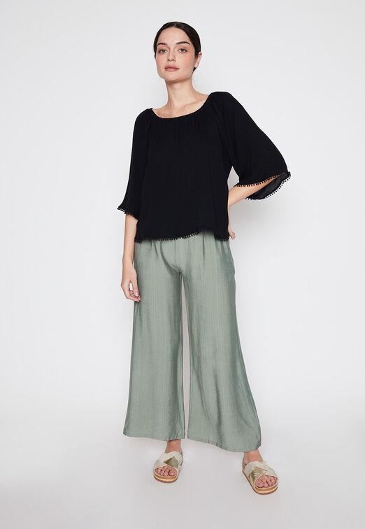 Pantalon Mujer Verde Wide Leg Family Shop