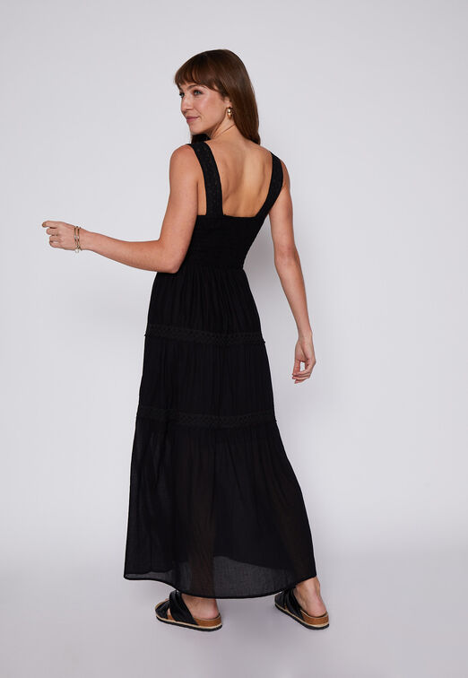 Vestido Sin Manga Brodery Negro Family Shop
