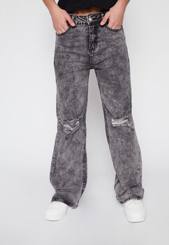 Jeans Straight Destroyed Negro Family Shop