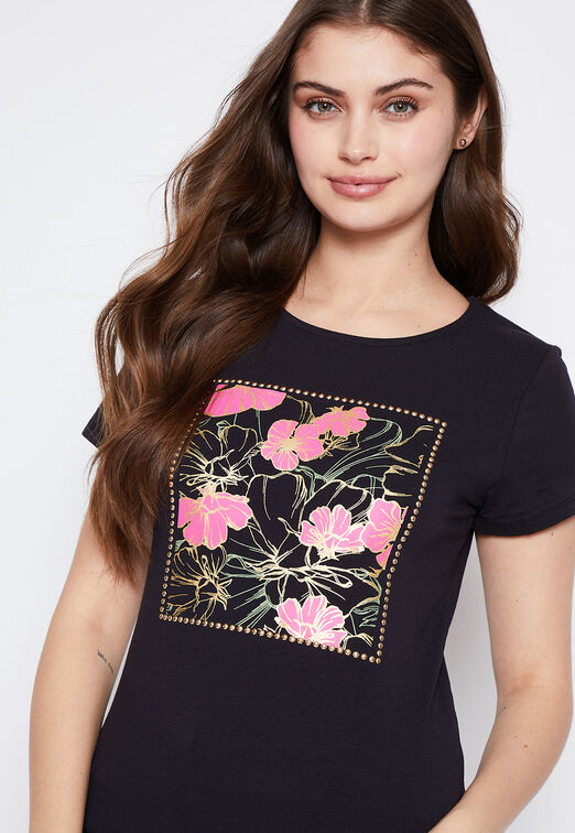 Polera Mujer Negro Flore Family Shop