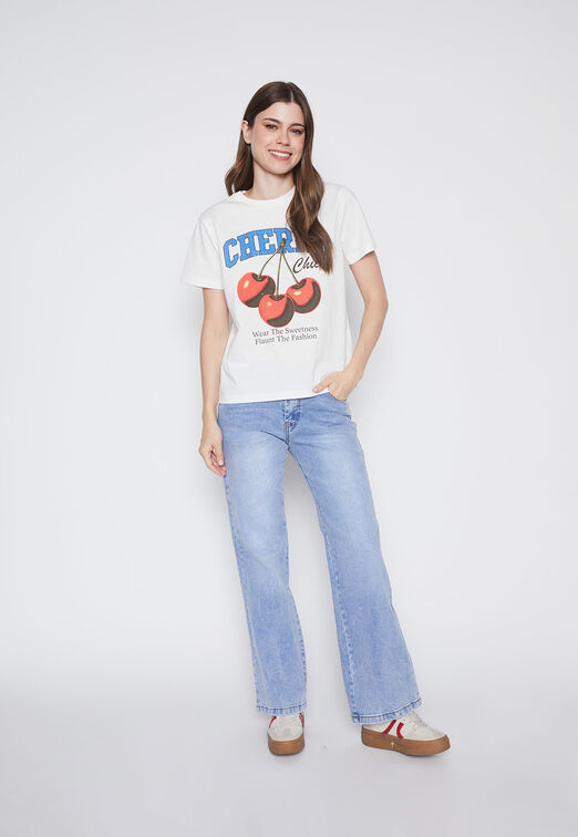 Polera Mujer Blanco Guinda Family Shop