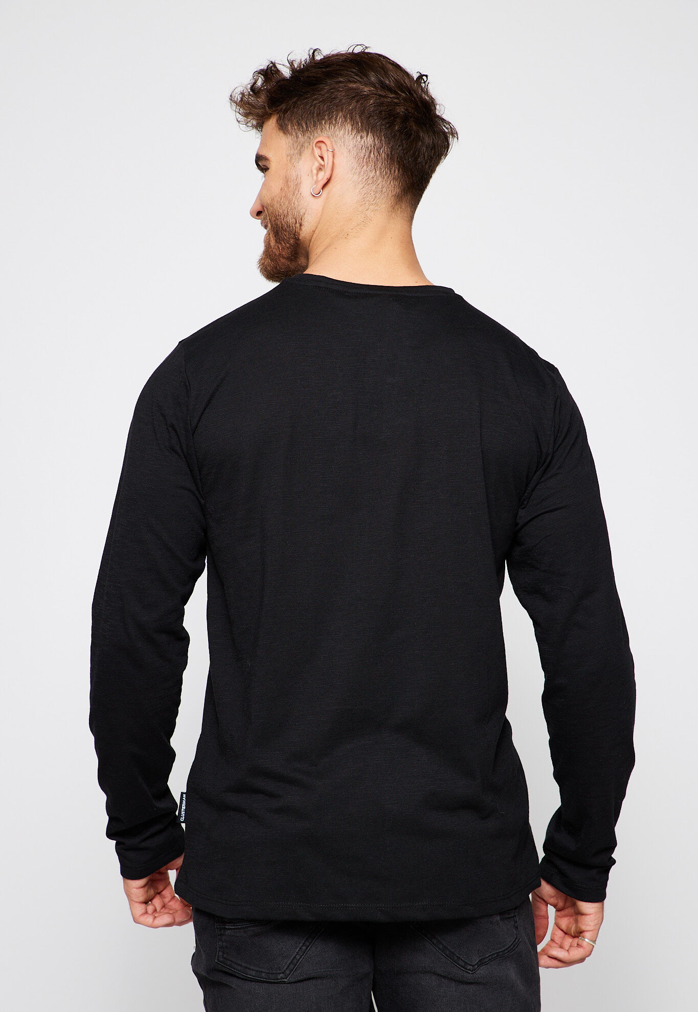 Polera manga larga negra hombre best sale