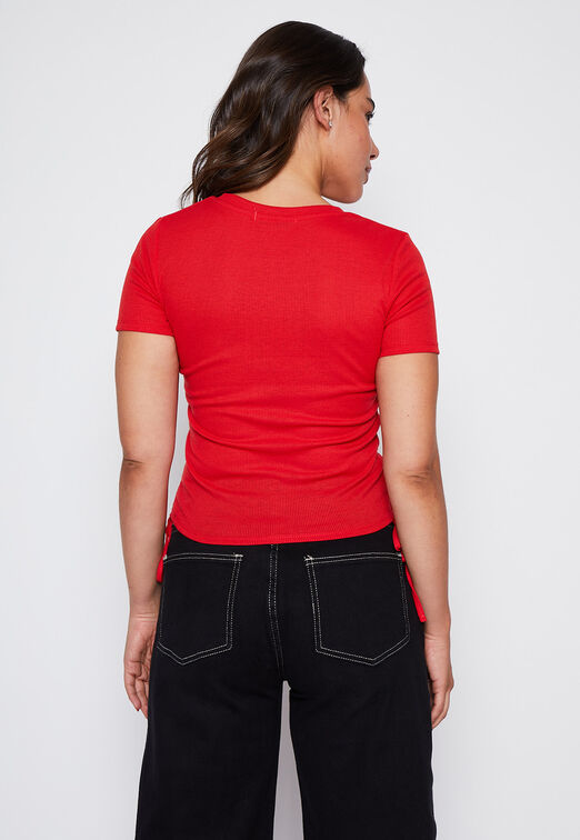 Polera Mujer Rojo Costado Rib Family Shop