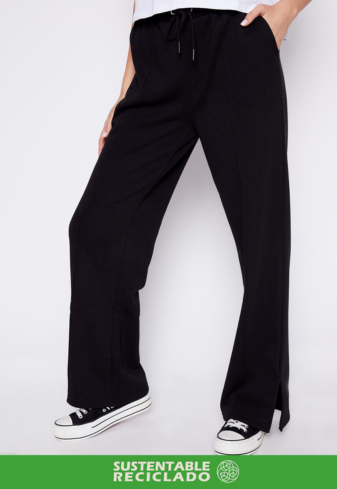 Pantalon De Buzo Recto Abertura Basta Negro Family Shop