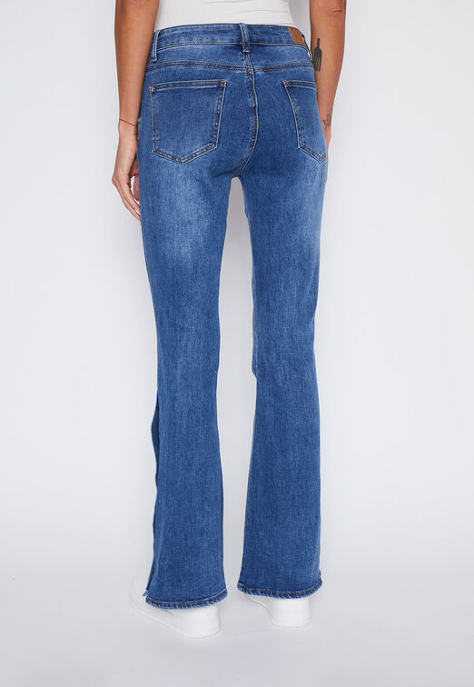 Jeans Mujer Azul Flare Botones Family Shop