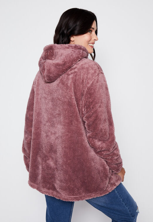 Poleron Plus Size Peludo Gorro Rosado Family Shop