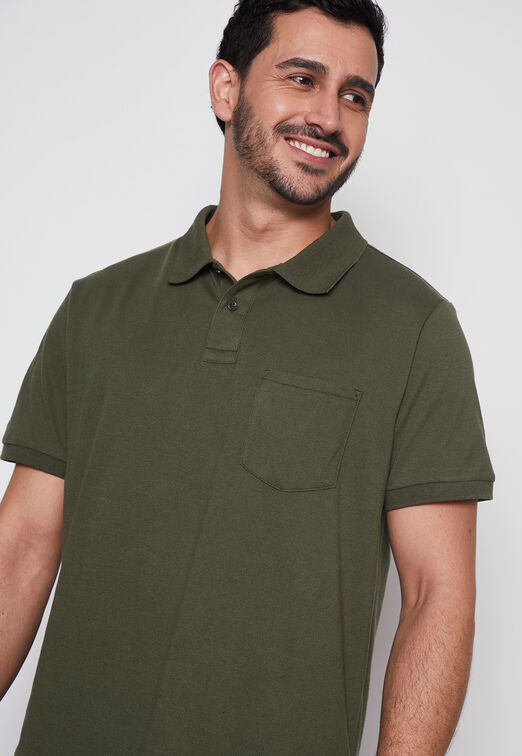 Polera Hombre Verde Pique Basic Family Shop