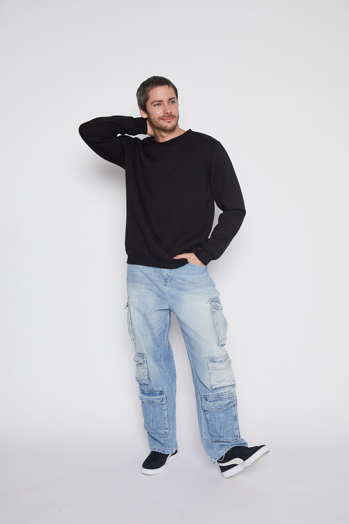 Poleron Hombre Negro Basic Family Shop