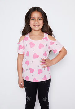 Polera Nina Rosado Abertura Hombro Family Shop