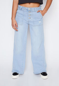 Jeans Lola Azul Parche Botones Family Shop