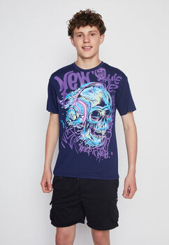 Polera Lolo Azul Calavera Family Shop