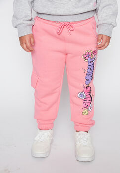 Pantalon De Buzo Nina Rosado Jogger Flores Family Shop