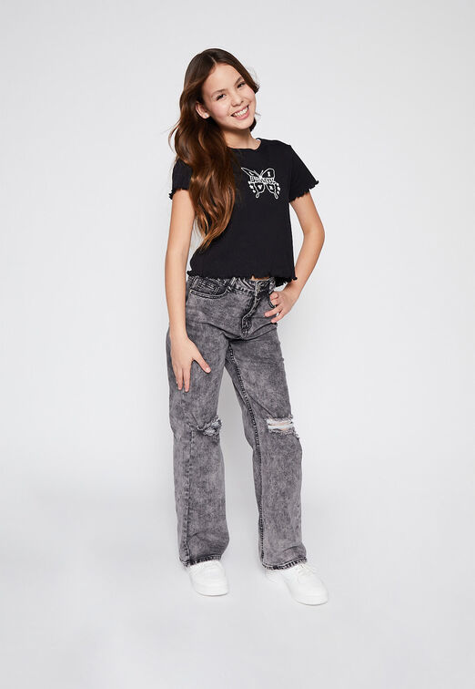 Polera Manga Corta Crop Negro Family Shop