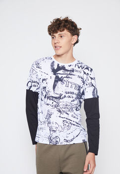 Polera Lolo Blanco Doble Mangas Family Shop