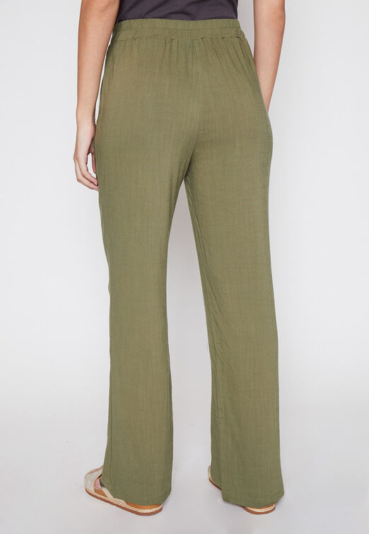 Pantalon Mujer Verde Palazzo Liso Family Shop